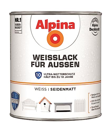 Alpina Weißlack für Außen 2 Liter seidenmatt von Alpina