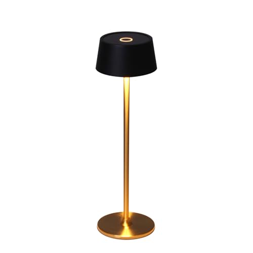 DAWALIGHT Dimmbare Tischlampe Kabellos 4000mAh Tischleuchte LED Akku mit Touch Schalter 2700K Warmweiß Modern Wiederaufladbar Metall Lampe Tisch für Wohnzimmer Schlafzimmer Innen, Schwarz und gold von DAWALIGHT