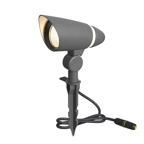 DAWALIGHT Gartenbeleuchtung LED Außen 10W Gartenstrahler mit Erdspieß IP65 Wasserdicht Gartenleuchte Warmweiß 3000K 800LM Gartenlampen für Draußen Rasen Baum Wege, Aluminium, Dunkelgrau von DAWALIGHT