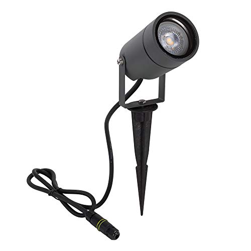 DAWALIGHT Gartenleuchte mit Erdspieß GU10 5W 3000K Warmweiß Gartenbeleuchtung LED IP65 Wasserdicht Gartenlampe Außen Gartenleuchte für Pflanzen, Wegen, Garten, Aluminium, Dunkelgrau von DAWALIGHT