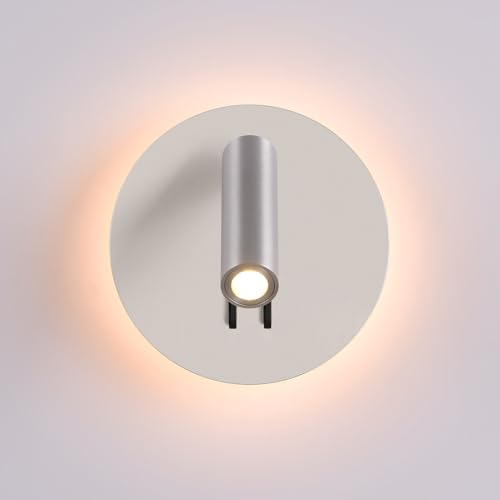 DAWALIGHT Nachttisch Wandleuchte 3W + 3W 3000K LED Verstellbare Wand Leselampe mit Schalter Wandlampe für Schlafzimmer Innen Flur Hotel Treppe, Aluminium von DAWALIGHT
