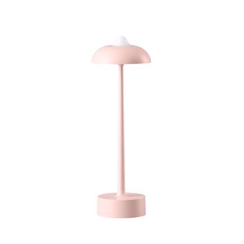 DAWALIGHT Tischlampe kabellos dimmbar 3 Farbtemperatur 2700-6500K Tischleuchte Akku LED Aufladbar IP44 Wasserdicht Tragbare Nachttischlampe für Schlafzimmer Mädchen Garten, Aluminium, Rosa von DAWALIGHT