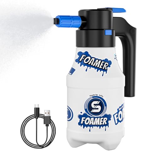 DAWCBVJQ 1.5L Schaumsprüher Auto Elektrisch 33x12,5 Cm Auto Wasch Sprüher Elektrische Sprühflasche Schaumkanone Tragbares Sprühgerät Drucksprüher Schaumsprühflaschen Pflanzen Gießen, Gartenarbeit von DAWCBVJQ