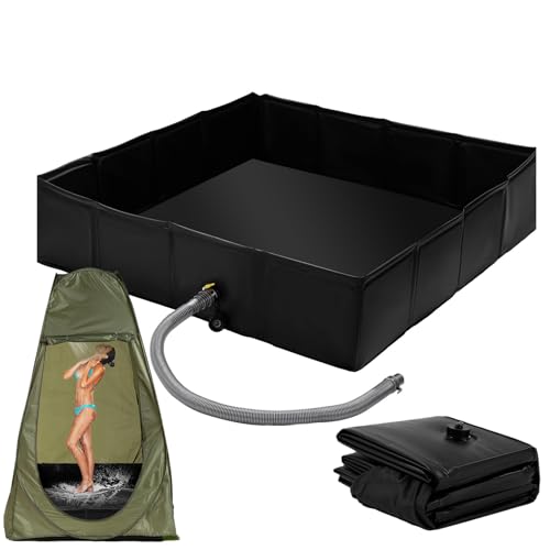 DAWCBVJQ 104x104x25cm Faltbare Duschbasis Duschbasis Camping PVC Duschzelt Basis Tragbare Duschwanne Duschzelt Camping Outdoor Duschpfanne Faltbares Duschbecken Mit Abfluss Abflussschale Outdoor von DAWCBVJQ