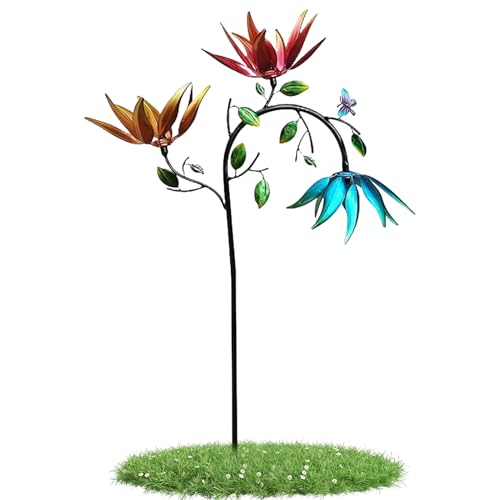 DAWCBVJQ 180 X 30 X 15 cm Blumen Windspiel Eisen Sonnenblumen Windspiel Solar Metall Windrad Solar Windspiels Windräder for Hof Und Garten Windskulptur Für Terrasse, Rasen Und Garten, Gartendeko von DAWCBVJQ