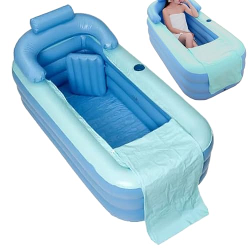 DAWCBVJQ Aufblasbare Badewanne, PVC Faltbare Badewanne Mit Sitzmatte Für Spa, Klappbare Wanne Für Männer Söhne Frauen Töchter Teenager Ehemann Familie Jugendliche von DAWCBVJQ