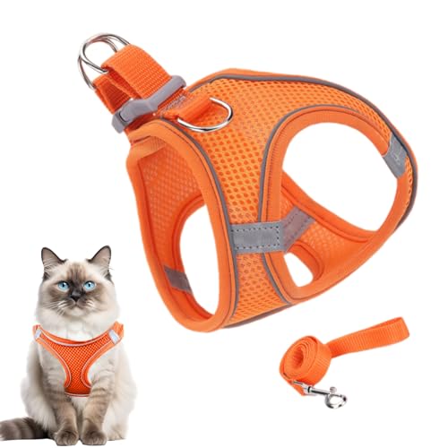 DAWCBVJQ Ausbruchssicheres Katzengeschirr - Weiches Mesh-Geschirr Mit Reflektierenden Sicherheitsstreifen - Haustier Zubehör Für Sicherheit Training Reisen Wandern Rucksack Outdoor Abenteuer von DAWCBVJQ