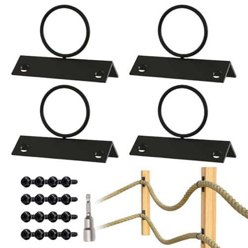 DAWCBVJQ Dekorative Ring Seilhalter - 4er-Set Seilhalter Befestigung | Einfache Montage Wandhalterung für Garten Terrasse Geländer DAWCBVJQ Dekorative Ring Seilhalter - 4er-Set Seilhalter Befestigung | Einfache Montage Wandhalterung für Garten Terrasse Geländer von DAWCBVJQ
