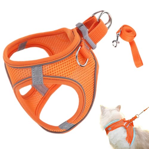 DAWCBVJQ Fluchtsicheres Katzen Geschirr - Verstellbares Katzengeschirr Für Spaziergänge - Mittel Groß Geschirr für Wandern Camping Training Outdoor von DAWCBVJQ