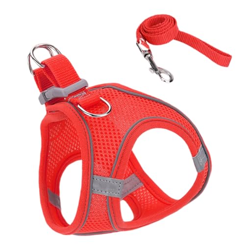 DAWCBVJQ Fluchtsicheres Katzen Geschirr - Weiches Mesh-Geschirr Mit Reflektierenden Sicherheitsstreifen - Mittel Groß Haustierzubehör Für Reisen Outdoor von DAWCBVJQ