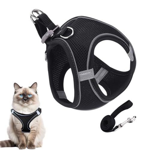 DAWCBVJQ Fluchtsicheres Katzen Geschirr | Weiches Reflektierendes Mesh Geschirr Und Leine | Haustierzubehör Für Kleine Mittelgroße Große Tiere Reisen Rucksack Outdoor Wandern von DAWCBVJQ