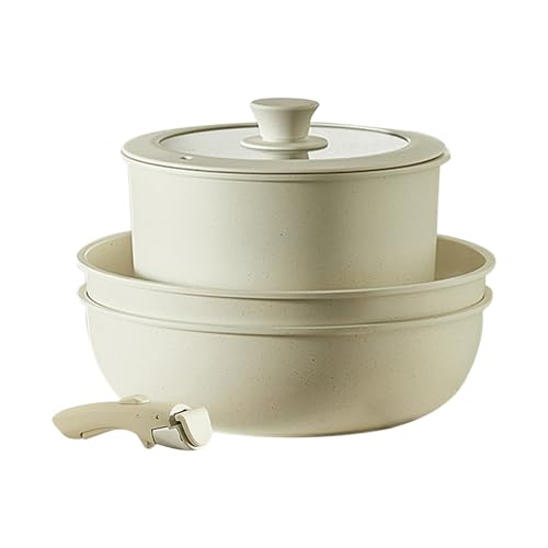 DAWCBVJQ Pfanne Zum Kochen Und Braten Küchen-Kochgeschirr Pfannenset Induktion Topfset Mit Abnehmbarer Griff Antihaftbeschichteter, Zum Kochen Von Bratpfannen. Kochtopf-Set Für Bratpfannen von DAWCBVJQ