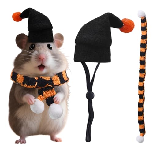 DAWCBVJQ Set Aus Hut Und Schal Für e - Niedliches Halloween Accessoire Für Zwerghamster | Einstellbare Kopfbedeckung Outfit für Feste Feiern und Partys DAWCBVJQ Set Aus Hut Und Schal Für e - Niedliches Halloween Accessoire Für Zwerghamster | Einstellbare Kopfbedeckung Outfit für Feste Feiern und Partys von DAWCBVJQ
