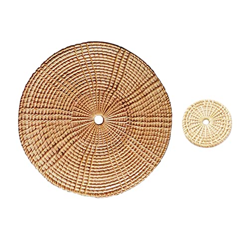 30 cm rundes Rattan-Tischset-Untersetzer-Set, handgefertigt, Rattan, hitzebeständig, wärmeisolierend, für Teezeremonien, Zubehör, Rattan-Untersetzer (30 cm, normal) von DAWN FLAME