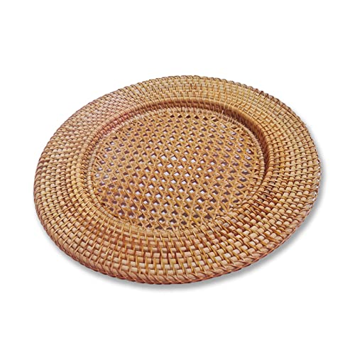32CM Strohhut-förmiges Natürliches Handgefertigtes Rattan-Tischset Obstteller Snackteller Hitzebeständige Matte Rattan-Stativ von DAWN FLAME