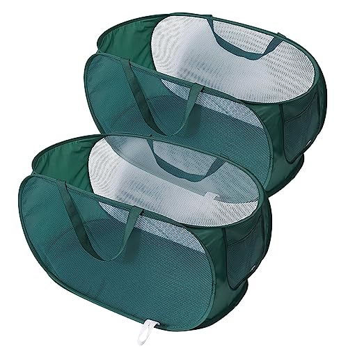 DAWNTREES 2 Stück Pop Up Wäschekorb,Laundry Basket,75L Faltbare Wäschekörbe,Großer Aufbewahrungskorb mit Seitentasche,Anwendbar auf die Lagerung von Kleidung von DAWNTREES