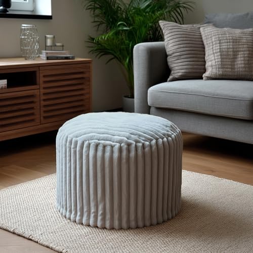 DAWNYIELD Runder Sitzsack-Fußhocker,Couch Hocker Wohnzimmer, Fußhocker mit Memory Foam & hochwertigem Kunstfell, vielseitig als Sitzhocker, Fußbank oder Couchtisch-Ergänzung, 38x38x50cm, Grau DAWNYIELD Runder Sitzsack-Fußhocker,Couch Hocker Wohnzimmer, Fußhocker mit Memory Foam & hochwertigem Kunstfell, vielseitig als Sitzhocker, Fußbank oder Couchtisch-Ergänzung, 38x38x50cm, Grau von DAWNYIELD