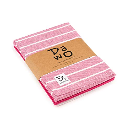 DaWo 3er-Set Geschirrtücher/Küchentücher aus 100% Baumwolle in Pink mit Aufhänger | Öko-Tex Standard | weitere Farben erhältlich | 50x70 cm | stark mit 200g/m2 (Pink) von DAWO