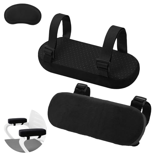 2 Stück Armlehnen Pads, Memory Foam Stuhl Armlehne Polster Ergonomische Dicken Armlehne Kissen Armlehnenbezug für Bürostuhl Memory Schaum Ellenbogenkissen Pads Schwarz von DAWRIS