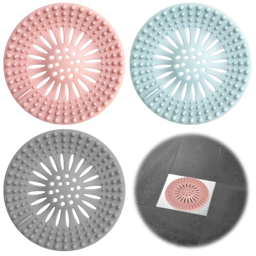 3 Stück Abflusssieb Silikon, Spülbecken Sieb Haarsieb Dusche Abflusssieb Dusche Haarfänger Badewanne Abflussabdeckung Abfluss Sieb Sink Strainer Duschablauf Haarsieb von DAWRIS