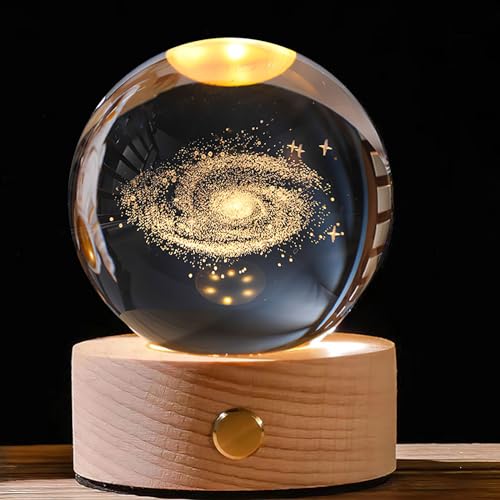 3D Sonnensystem Kristallkugel mit LED Bunte Nachtlicht Basis, Kristall Ball Nachtlicht Kreative Nachtszene Astronomie LED Ball Lampe Solar System Nachttischlampe Kristallkugel Licht (Milchstraße) von DAWRIS