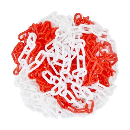 Absperrkette Kunststoffkette 10 Meter x 6mm, Kettenglieder Warnkette Plastikkette Sicherheitskette Gliederkette Sicherheitskette Warnkette Kunststoff Gliederkette (Rot und weiß) von DAWRIS