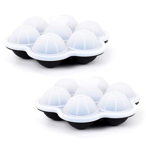 DAWRIS 2 Stück Eiswürfelform Silikon Rund Eiskugelform Runde mit Deckel 7 Eiswürfel Kugeln 5CM Eiskugelformer Kugel Groß Eiswürfelbehälter Eiskugel Ice Ball Maker Eiskugeln Silikonform für Getränke von DAWRIS