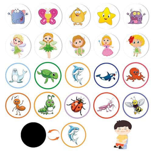 DAWRIS 20 Stück Potty Training Stickers Töpfchentraining Aufkleber Auto Tier-Farbwechsel Töpfchen Für Jungen Und Mädchen Toiletten-Ziel-Töpfchenaufkleber Trainingsaufkleber von DAWRIS