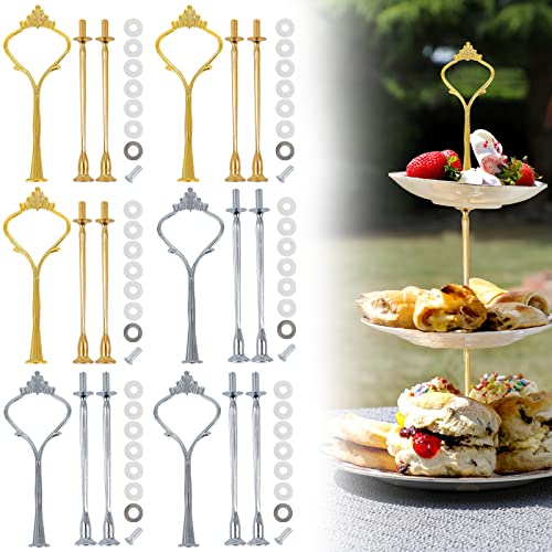 DAWRIS 6 Set Etageren Stangen Set, metallstangen für Etagere Silber Etagere bausatz Etagere Stangen Set Metallstange Mittellochausstech 2 bis 3 Etage Etagenplatte Tortenständer (Silber und Golden) von DAWRIS