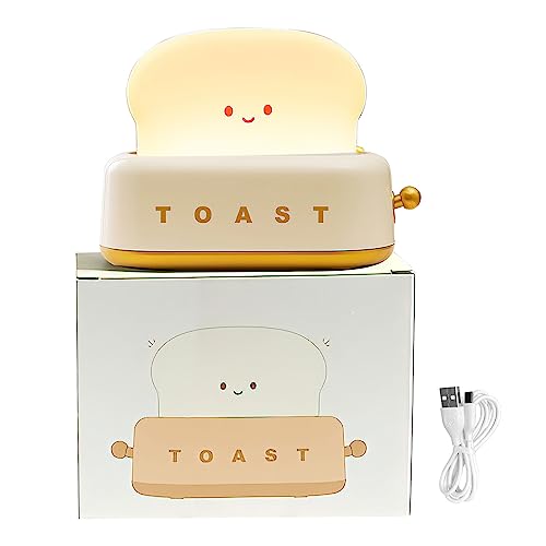 DAWRIS Toast Nachtlicht Kinder, Kawaii LED Nachtlicht mit Timer, Babyzimmer LED Nachttischlampe USB Wiederaufladbar Baby Nachtleuchte Stilllicht, Lächeln Brot Toast Nachtlampe für Teen Girl Boy, Gelb von DAWRIS