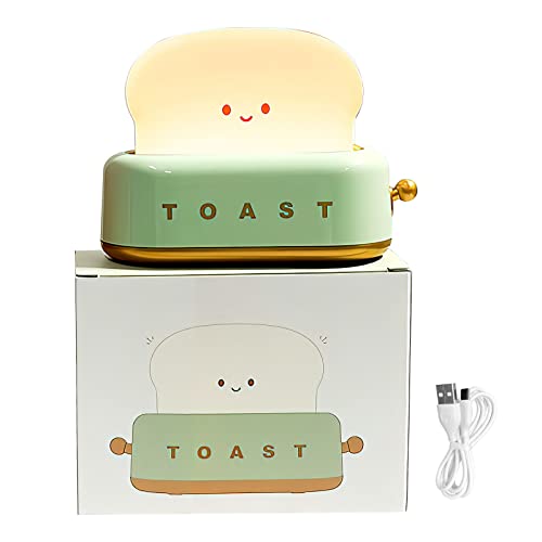 DAWRIS Toast Nachtlicht Kinder, Kawaii LED Nachtlicht mit Timer, Babyzimmer LED Nachttischlampe USB Wiederaufladbar Baby Nachtleuchte Stilllicht, Lächeln Brot Toast Nachtlampe für Teen Girl Boy Lady von DAWRIS