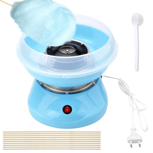 DAWRIS Zuckerwattemaschine Kinder Blau Cotton Candy Machine Zuckerwattemaschinen Zuckerwatte Maschine Set mit 10 Stäbchen und 1 Messlöffel Zuckerwattenmaschiene für Zuhause Kindergeburtstag Party von DAWRIS