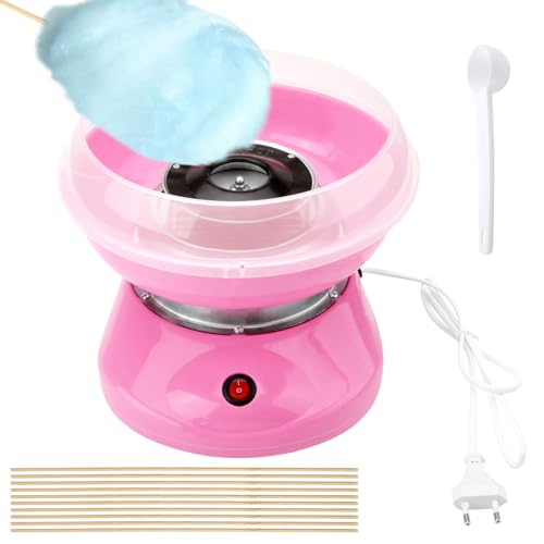 DAWRIS Zuckerwattemaschine Kinder Rosa Cotton Candy Machine Zuckerwattemaschinen Zuckerwatte Maschine Set mit 10 Stäbchen und 1 Messlöffel Zuckerwattenmaschiene für Zuhause Kindergeburtstag Party von DAWRIS