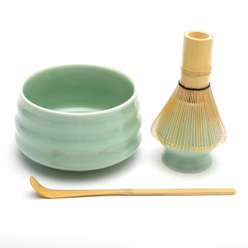 Matcha Set, 4-Teiliges Set Matcha Tee Set Matcha Schneebesen Matcha-Rührer-Set Matcha Whisk Japanisches Zubehör für die Matcha-Zeremonie Keramik Matcha-Schüssel von DAWRIS