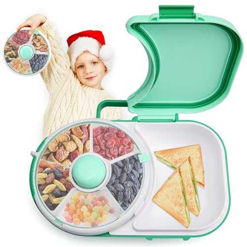 Snack Spinner, Rotierender Snack Organizer mit Deckel, Snackbox mit Fächern, wiederverwendbarer Snackspender, Tragbare Snackteller mit Fächern, Wiederverwendbar Dauerhaft für Outdoor, Familien, Party von DAWRIS