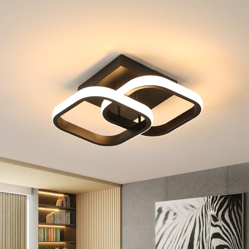 Ceiling Light, 18 W LED Ceiling Light, 3000 K Modern Creative Square Ceiling Lights, Ceiling Lighting Lamps for Balconies, Hallway, Wardrobe, Bedroom, Bathroom (schwarz) von DAXGD