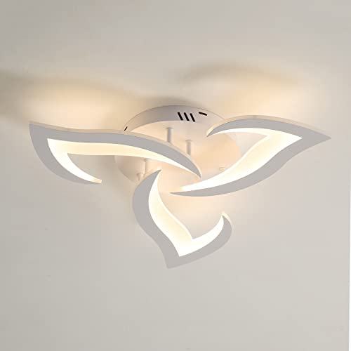 DAXGD Deckenlampe LED, 36W 3500LM Modern LED Deckenleuchte Wohnzimmerlampe, Creative 3 Head Flower Form Weiße Acryl Deckenleuchte für Wohnzimmer Schlafzimmer Esszimmer Küche, Warmweißes Licht 3000K von DAXGD