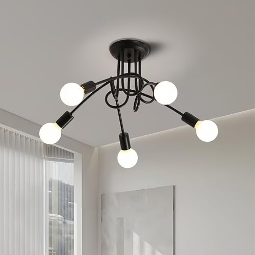 DAXGD E27 LED-Deckenleuchte, Schwarz-Gold, 6 Molekularköpfe, einfache Montage DAXGD E27 LED-Deckenleuchte, Schwarz-Gold, 6 Molekularköpfe, einfache Montage von DAXGD