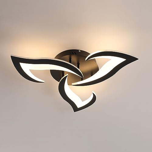 DAXGD Moderne LED Deckenleuchte, Kreative Deckenlampe in Schwarz 36W 4000 LM, Acryl Deckenleuchte Mit Kreativem Blütenblatt Design für Schlafzimmer Wohnzimmer Küche 3000 K, Φ58 CM von DAXGD