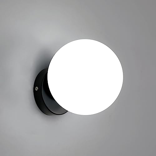 DAXGD Wandleuchte Innen, Wandlampe Moderne Minimalistische, Kugelförmiger Wandleuchten E27 Schwarzes für Schlafzimmer Balkon Korridor (Leuchtmittel Nicht Enthalten) von DAXGD