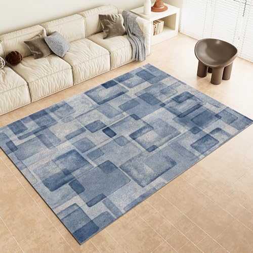 Moderner Teppich Mit Geometrischem Design Blaugrauer Rutschfester Waschbarer Flächenteppich rutschfest Dekorative Teppiche für Wohnzimmer Schlafzimmer und Das Kinderzimmer 60X90cm von DAXONA