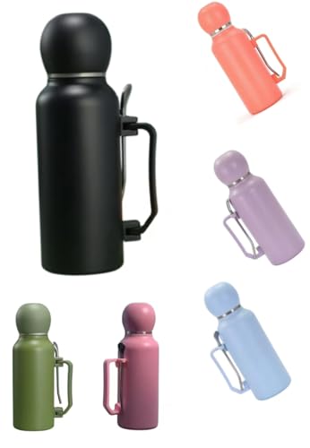 Thermosflasche, Thermoskanne mit Becher, Edelstahl-Trinkwasserflasche, 1200 ml Thermoskanne, auslaufsicher, 24-Stunden-Wärme-/Kälteisolierung, großes Fassungsvermögen mit Suppenlöffel von DAXXIN