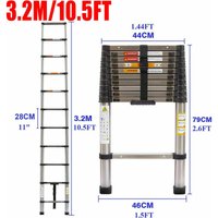 10.5FT Höhe Teleskopleiter 3,2M Ausziehbare Leiter, Klappleiter Stehleiter Rutschfester, aus hochwertigem Edelstahl, Ausziehleiter Mehrzweckleiter, von DAY PLUS