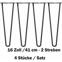 16 Zoll Schwarz Möbelfüße, 4er Set, Hairpin Legs Austauschbare Tisch &Schrank Beine Haarnadelbeine Tischgestell, mit Bodenschoner und Schrauben von DAY PLUS