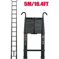 Dayplus - 16.5FT Teleskopleiter mit abnehmbarem Haken aus Aluminium Schwerlast Ausziehbare Faltbare Mehrzweckleiter EN131 sicherheitsgeprüft 5M von DAYPLUS