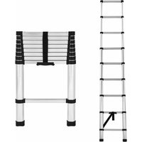 2.6m 8.5FT Teleskopleiter aus hochwertigem Edelstahl, 9 Stufen Ausziehleiter Rutschfester Klappleiter Stehleiter Mehrzweckleiter Belastbarkeit bis zu von DAY PLUS