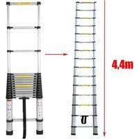 4,4M leiter Alu-Teleskopleiter Aluminium Klappleiter Rutschfester Sicher Aluleiter Mehrzweckleiter Stehleiter Ausziehleiter Tragbar Leichte Leiter von DAY PLUS