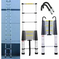 Dayplus - 4.4m Aluminium Mehrzweckleiter Teleskopleiter mit Abnehmbarem Haken Ausziehbar Leiter Klappleiter Anti-Rutsch Stufen Multifunktionsleiter von DAYPLUS
