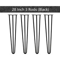 4er /Set ,28 Zoll ,71CM Schwarz Möbelfüße, Hairpin Legs Austauschbare Tisch &Schrank Beine Haarnadelbeine Tischgestell, mit Bodenschoner und Schrauben von DAYPLUS