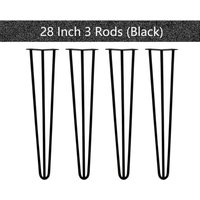 4er /Set ,28 Zoll ,71CM Schwarz Möbelfüße, Hairpin Legs Austauschbare Tisch &Schrank Beine Haarnadelbeine Tischgestell, mit Bodenschoner und Schrauben von DAY PLUS